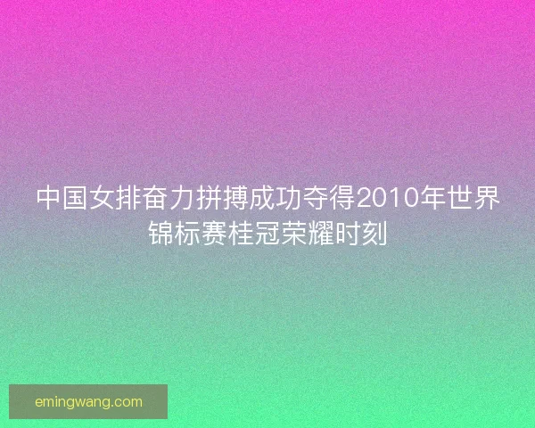 中国女排奋力拼搏成功夺得2010年世界锦标赛桂冠荣耀时刻