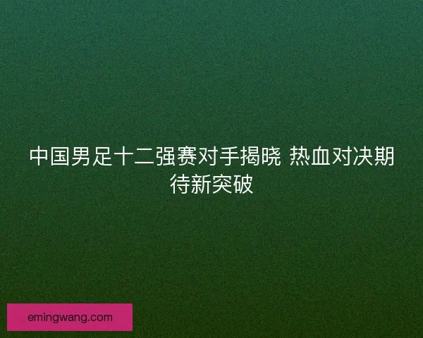 中国男足十二强赛对手揭晓 热血对决期待新突破