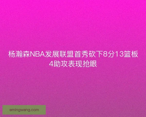杨瀚森NBA发展联盟首秀砍下8分13篮板4助攻表现抢眼